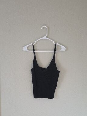 J. Crew Black Ribbed Knit Camisole with Thin Straps